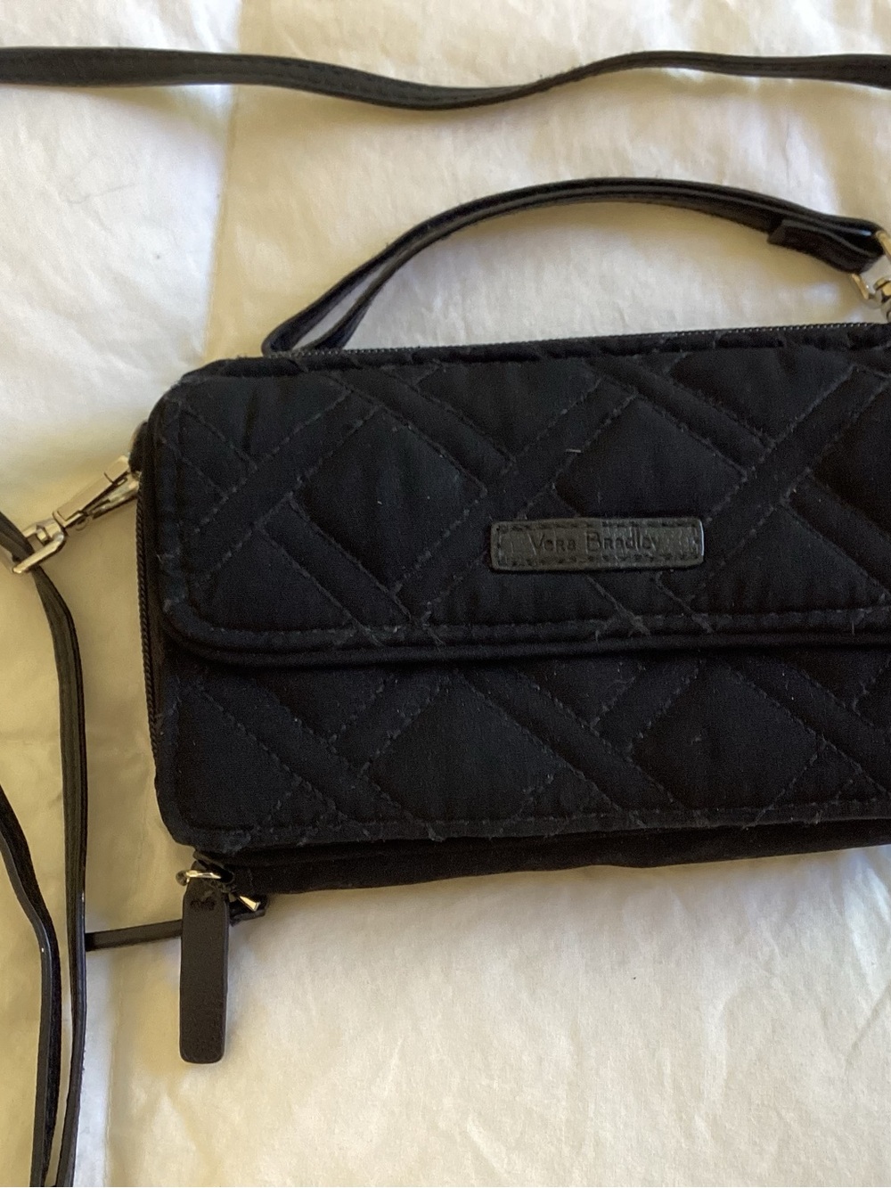 Vera Bradley Black Quilted Crossbody Wallet Bag